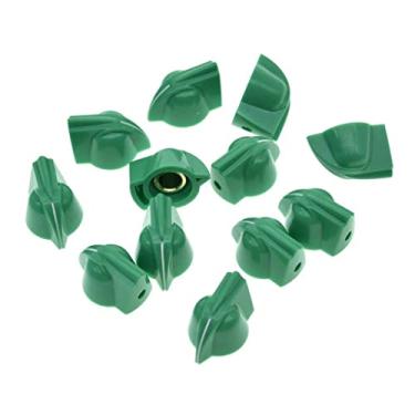 Imagem de KAISH 12 peças de 6,35 mm vintage elevadas mini maçanetas de cabeça de frango tamanho pequeno para violão com potenciômetro de baixo, botão amplificador, pedal de efeito, botões de cabeça de galinha com conjunto de parafusos, verde