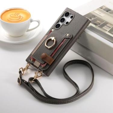 Imagem de YOGISU Para Galaxy A54 5G, carteira transversal com porta-cartões e capa tipo anel (para Galaxy A54 5G/cinza)