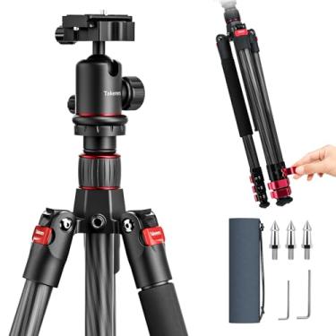 Imagem de Takerers Tripé De Fibra Carbono Para Câmera Dslr, Suporte Profissional 62''/158 Cm, Compacto Portátil Viagem, Vídeo Sony Nikon Canon Dslr Etc., Cabeça Esférica Mental 360°, Carga Máxima 12 Kg/26,5 L