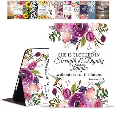 Imagem de POIUYTREW Capa para Samsung Galaxy Tab A7 Lite 8,7 polegadas modelo 2021 (SM-T220/T225/T227), capa inteligente de couro PU com suporte e hibernação automática, verso bíblico de fundo rosa Provérbios