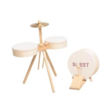 Imagem de menolana Pequeno conjunto de bateria, brinquedo de percussão educacional, brinquedos sensoriais de madeira, presentes de aniversário para meninos e meninas, com Pedal de Tambor