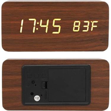 Imagem de Relógio De Mesa Digital Data Hora Temperatura Led 3 alarmes sensor lig
