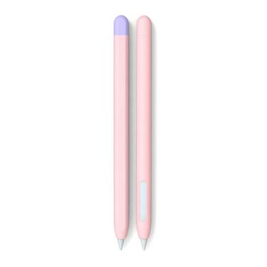 Imagem de siduater Capa de silicone para Apple Pencil Pro e Apple Pencil 2ª geração, capa de caneta leve, acessórios de proteção macia para iPad Pencil Grip Holder, rosa + lavanda