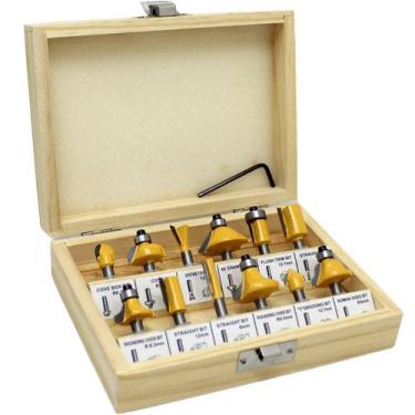 Imagem de Conjunto De Fresas Profissional Para Madeira Tupia Com 12pçs - Genéric