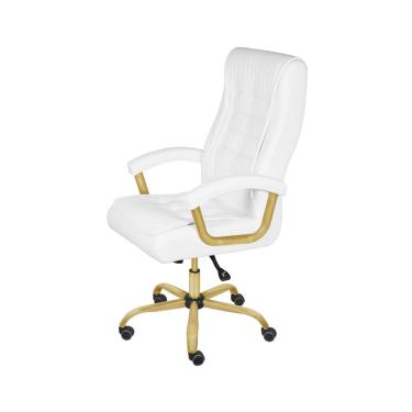 Imagem de Cadeira Escritorio Oslo - Branca | Dourado Matte