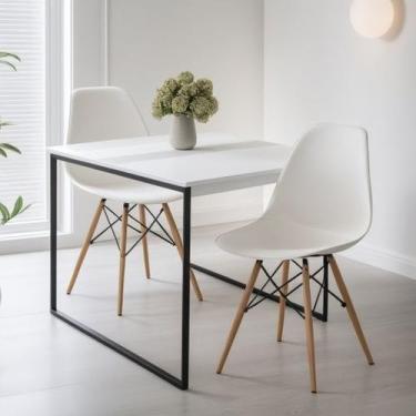 Imagem de Mesa de Jantar Quadrada para apartamento 80x80cm Industrial Moderna e 