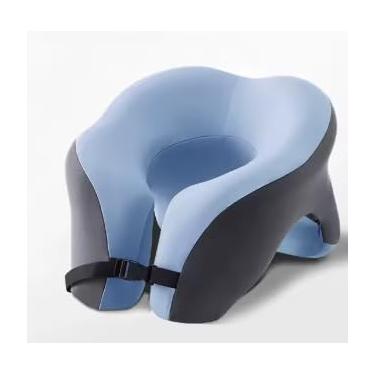 Imagem de Travesseiro de Pescoço para Viagem, Espuma de Memória, 29 x 19 x 12 cm, Design Ergonômico, 3 Cores (Azul)