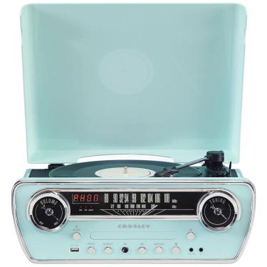 Imagem de Vitrola Toca-Discos Powel 7 em 1 Bluetooth com Rádio AM/FM, CD Player e Aux-in, CR6047A-AB Crosley, Azul Aqua