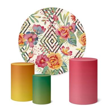Imagem de Trio Capas Cilindro + Painel Redondo 1,50m Flores (Flores K1FLS003)