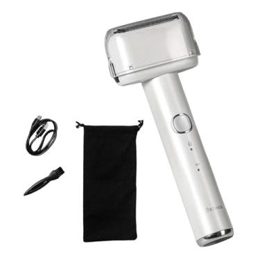 Imagem de Milageto Barbeadores elétricos Barbeadores portáteis À prova d'água Carregamento USB Barbeadores de pelos faciais secos e molhados Aparador de barba facial, Branco