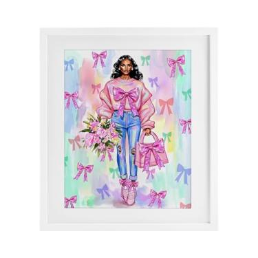 Imagem de Stupell Industries Ilustração de moda de fita feminina impressão emoldurada branca design sob vidro por Jess Stempel, 53 x 43