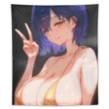 Imagem de LIEGBMEU Sexy Bikini Hot Anime Girl Tapeçaria 127.0 cmx152.4 cm Interior Exterior Wall Quilt Art Decoração de Tapeçaria Caprichosa, AD66