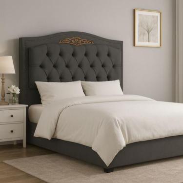 Imagem de Cabeceira Kate Para Cama Box Queen 1,60 Veludo Bz Home Decor, Cinza-es
