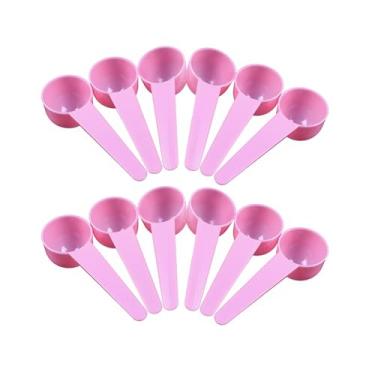 Imagem de Pacote com 12 colheres medidoras de plástico, colher de chá (1 colher de sopa/10 ml) colheres de cabo longo para medir café, chá, leite, especiarias, proteína em pó, cozinhar alimentos para animais de