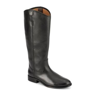 Imagem de Frye Melissa Button 2 Botas altas femininas inspiradas em equitação feitas de couro vintage resistente com ferragens de metal antigo e sola de couro – altura do cano de 38 cm, Preto - Crust Laredo, 37