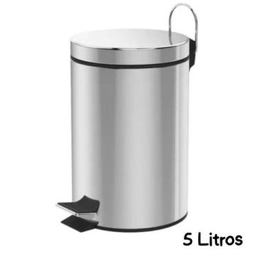 Imagem de Lixeira Inox Redonda com Pedal Multiuso Banheiro - 5 Litros - POWER MA