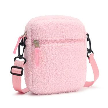 Imagem de sveter Bolsa infantil para meninas, bolsa tiracolo colorblock para crianças de 8 a 10 anos, 10 a 12 anos, Lã rosa, 6 inches x 1.6 inches x 7.8 inches, Minimalista
