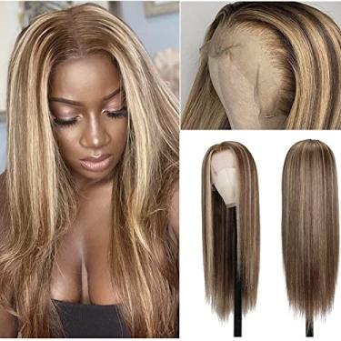 Imagem de Peruca frontal ombré marrom chocolate cabelo humano pré-arrancado 6P613 HD loiro mel peruca frontal de cabelo humano peruca frontal brasileira para mulheres negras Ombre peruca frontal de renda