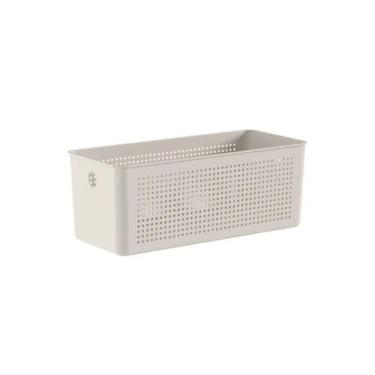 Imagem de Cesto Organizador Flow em Plástico Bege 34x15x13cm - Ou