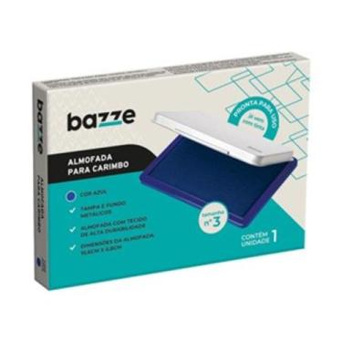 Imagem de almofada p/ carimbo nº 3 com tinta azul 10cm c/ tampa metal fundo bazz