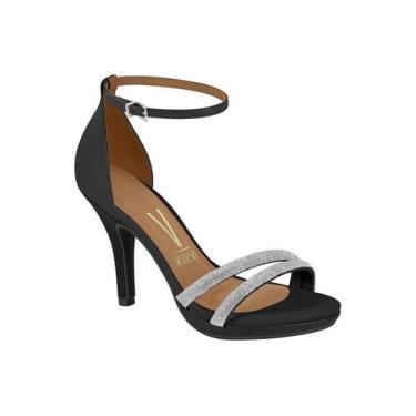 Imagem de Sandália Vizzano 6210.1037 Salto Fino Com Brilhos, 37, Preto, Preto, C