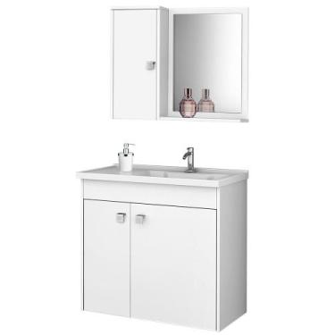 Imagem de Gabinete Para Banheiro com Cuba e Espelho Munique Branco - Lyam Decor