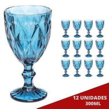 Imagem de Jogo com 12 Taças Bico de Abacaxi Azul Vinho Água Suco 300ML - Ecos, D