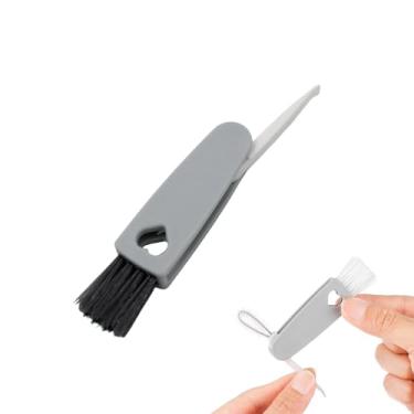 Imagem de Escova de Limpeza 3 em 1 para Teclado, Fones, Notebook e Eletrônicos – Multiuso, Portátil e Eficiente, Ideal para Cantos e Frisos – Design Ergonômico (Cinza)