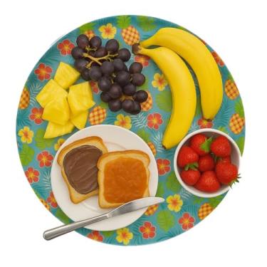 Imagem de Bandeja Redonda Antiderrapante 40 cm – Plástico Resistente com Estampa Moderna para Servir e Organizar