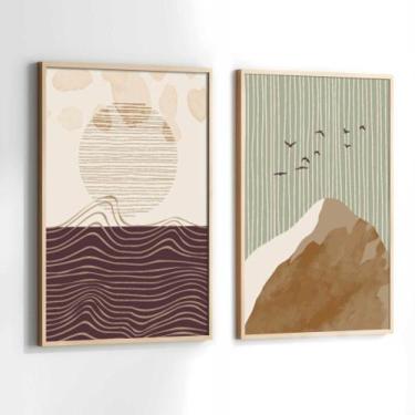 Imagem de Conjunto Quadros Decorativos com Moldura Arte Minimalista Terracota Ki