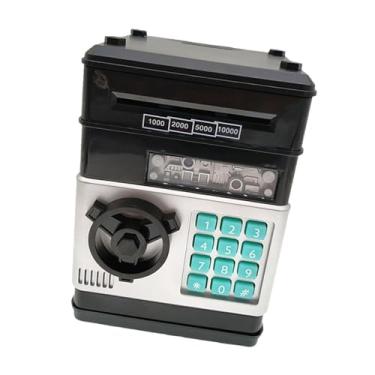 Imagem de MERIGLARE Crianças atm cofrinho brinquedo banco de dinheiro criativo automático rolagem de dinheiro brinquedo educativo recipiente de dinheiro para idades 3 +, Preto