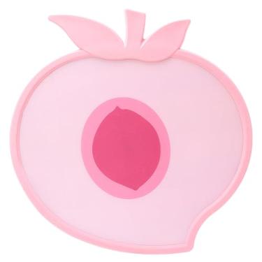 Imagem de Tábuas de corte de frutas para cozinha, grau alimentício, sem BPA, lindas tábuas de corte de plástico, conjunto de tábua de cortar reversível, borda antiderrapante de silicone, pêra, pêssego, formas
