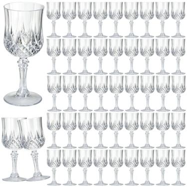 Imagem de Rkyhwowby Copos de vinho vintage de plástico copos de vinho inquebráveis copos de água de cristal copos de água reutilizáveis taças de champanhe vintage (48, transparente)