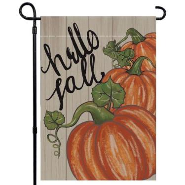 Imagem de Bandeira de jardim FAXLEVY Fall 30x45cm Dupla Face Happy Pumpkin