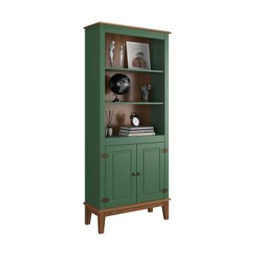 Imagem de Estante de Madeira Maciça 2 Portas - Apaixone&Decore, Verde - Fundo Am