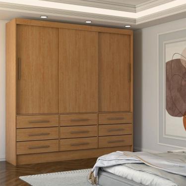 Imagem de Guarda-Roupa Casal Nauru 3 Portas 9 Gavetas Cinamomo - Panorama Móveis