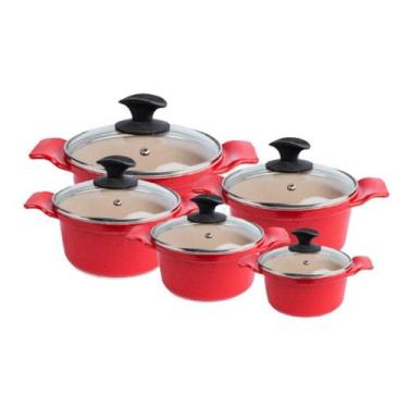 Imagem de Jogo De Panela Vermelha Marmorizada Javali Aa 16 A 24Cm - Superior!