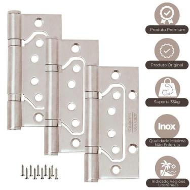 Imagem de Dobradiça De Porta Sobrepor Com Rolamento Inox Escovado Silvana