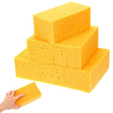 Imagem de 6 esponjas grandes para limpeza - Esponja extra grande de 19 x 10 x 9 cm, esponjas gigantes para lavar carros, cozinha, banheiro e limpeza resistente (espuma de alta densidade)