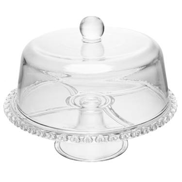 Imagem de LYOR - Prato para Bolo com Pé e Tampa Coração 25,5cm x 29cm Cristal