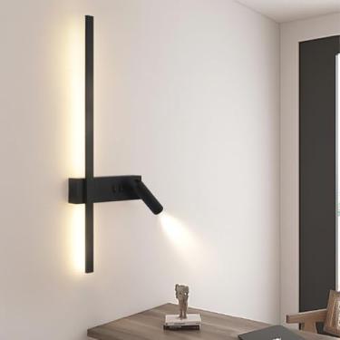 Imagem de Luzes de parede LED com interruptor, lâmpadas de parede internas com holofote giratório ajustável de 350° Lâmpada de leitura de cabeceira Arandelas de parede de alumínio modernas para quarto, sala de