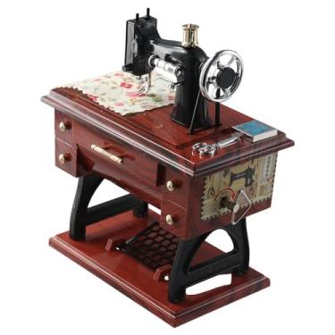 Imagem de diyhub 1 caixa de música vintage para máquina de costura, mini máquina de costura simulada, caixa de música para decoração de férias, presentes infantis