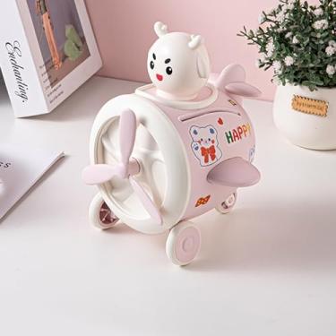 Imagem de Jaugufiy Cofrinho de avião, cofrinho, cofrinho de brinquedo, presente para crianças de 3 anos ou mais, brinquedos para crianças (rosa)