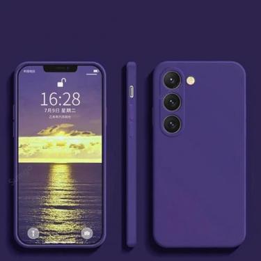 Imagem de HJZSZX Capa de silicone macio para celular Samsung S25Plus compatível com armadura de microfibra (para Samsung S25Plus/roxo escuro)
