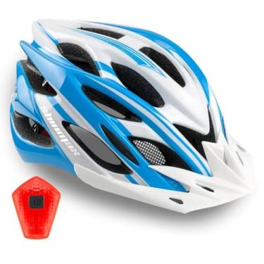 Imagem de Capacete de bicicleta masculino e feminino, capacete de bicicleta Shinmax com luz traseira e viseira removível