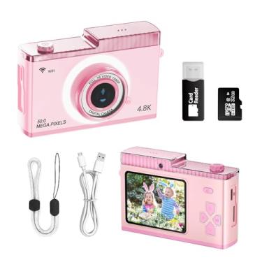 Imagem de HEYMAO Câmera digital infantil, câmera digital HD de 40 MP e 4K, MP3, com cartão TF de 32 GB, carregamento USB-C, câmera infantil para selfie, câmera infantil fácil de usar, brinquedos para idades de