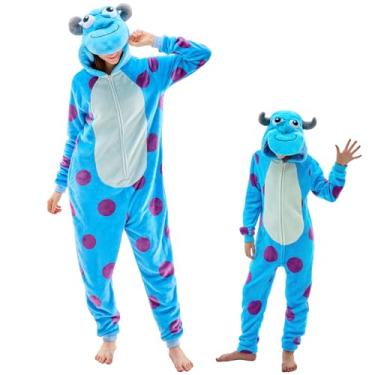 Imagem de GONAAP Pijama unissex adulto macacão animal peça única cosplay roupa de dormir, Ponto azul, XGG