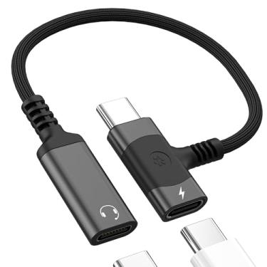 Imagem de Divisor USB C para iPhone 16 15 Pro Max adaptador de fone de ouvido (2 em 1) cabo carregador de conector duplo para dongle de áudio, cabo auxiliar de carregamento rápido para fone de ouvido Apple