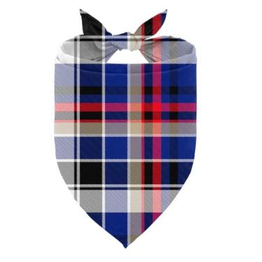 Imagem de Bandana de Natal para cães, vermelho azul, preto e branco, lenço xadrez Klassisches, lenço triangular ajustável e confortável para cães pequenos e médios