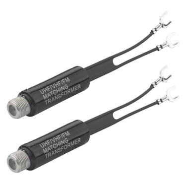 Imagem de Kaunosta Adaptador de 75 Ohm para 300 Ohm UHF/VHF/FM Balun Transformer Matching Transformer Conversor Adaptador com conector coaxial fêmea tipo F para antena de TV via satélite FM AM Pacote com 2